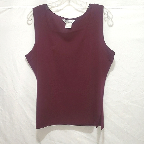 Exclusively Misook Women's Sleeveless Shell Tank Top Maroon Large